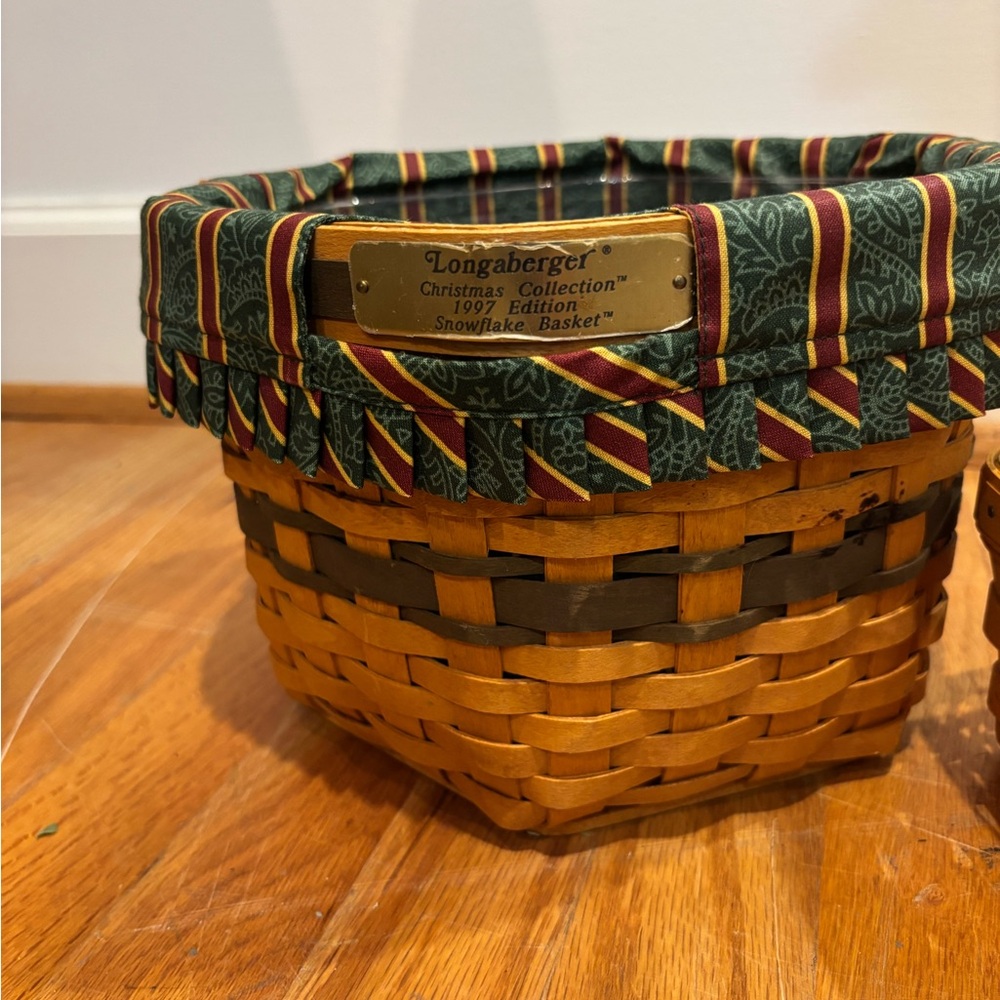 Longaberger Green & Brown Christmas Snowflake Basket and more
